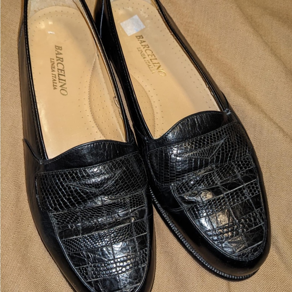 Barcelino Black Leather unisex Loafers